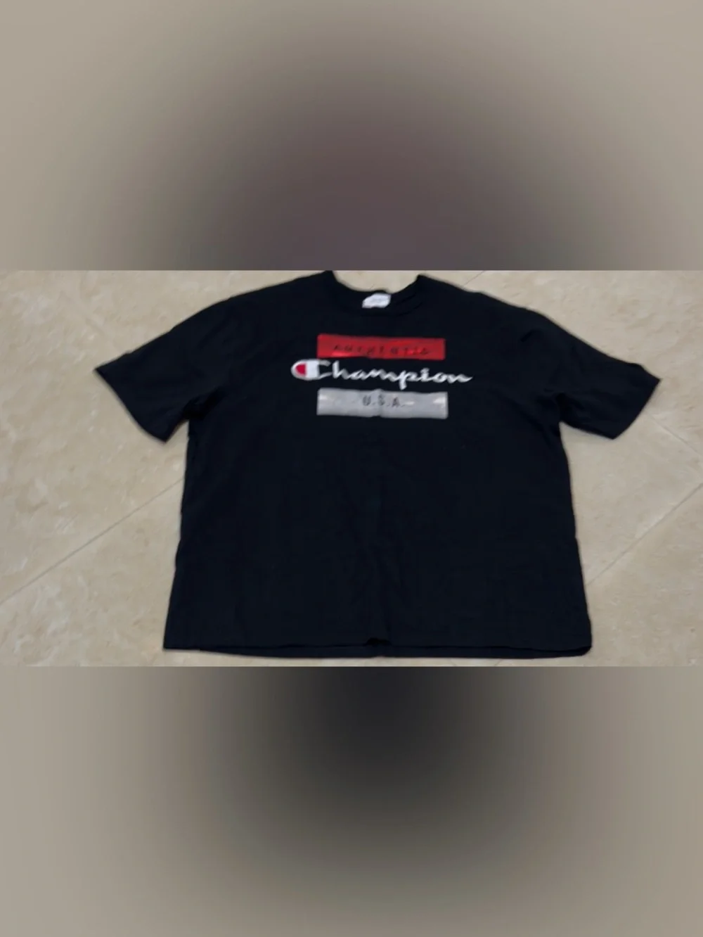 Champion Black Short-Sleeve Tee with Red & Silver Logo Panels 3XL New w/o tags - Picture 6 of 9